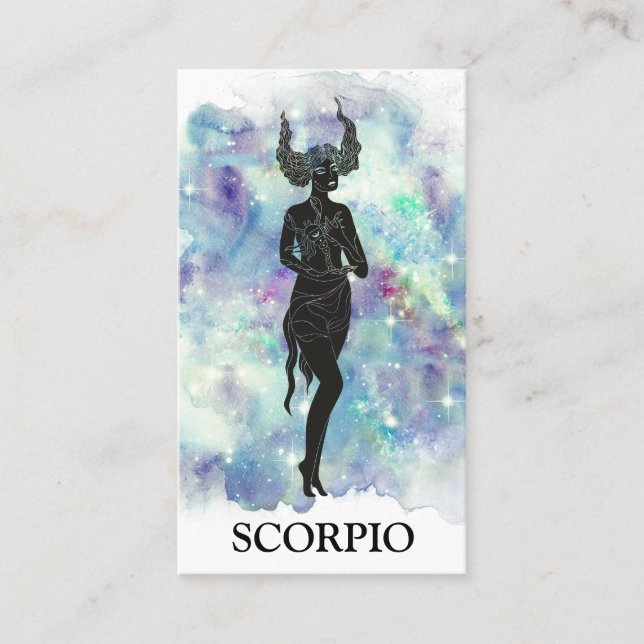 *~* SCORPIO Zodiac Astrology Readings Blue Teal Business Card (Front)