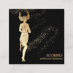 *~* SCORPIO Zodiac Astrology Readings on Black Square Business Card
