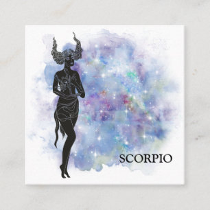 *~* SCORPIO Zodiac Astrology Readings Pink + Blue Square Business Card