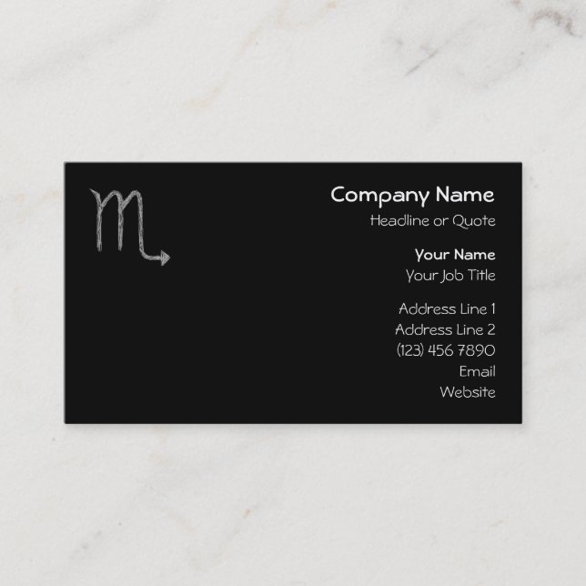 Scorpio. Zodiac Astrology Sign. Black. Business Card (Front)