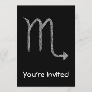 Scorpio. Zodiac Astrology Sign. Black. Invitation