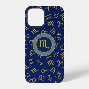 Scorpio Zodiac+Astrology Symbols Pattern Gld+Blues iPhone 12 Pro Case