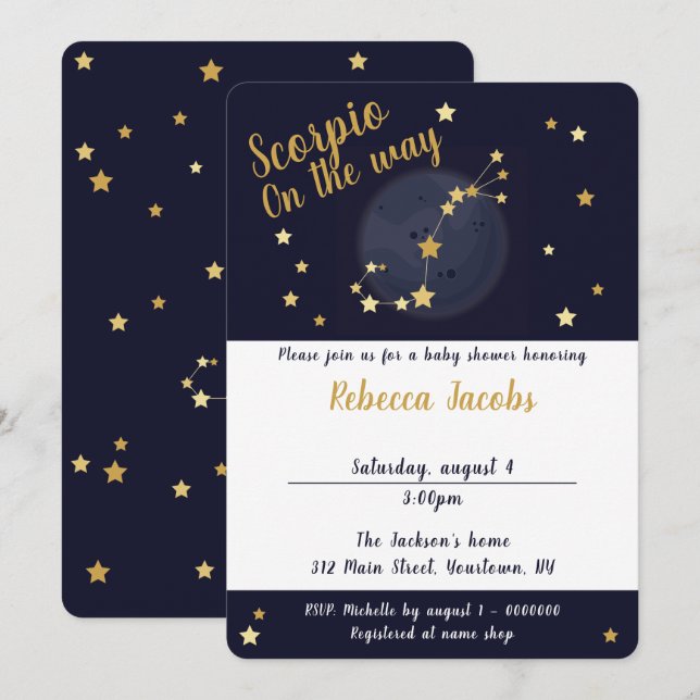 Scorpio zodiac Baby Shower Invitation (Front/Back)