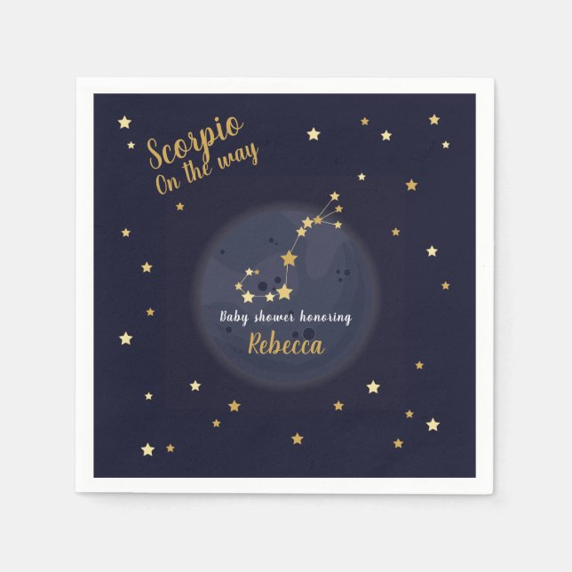 Scorpio zodiac baby shower napkin (Front)