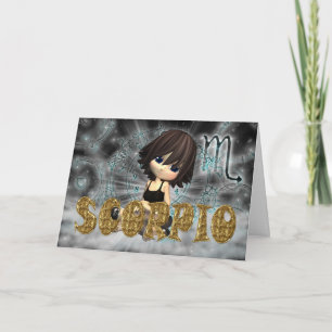 Scorpio Zodiac Birthday card with cutie pie Aquama