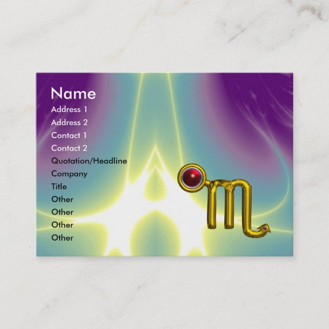 SCORPIO ZODIAC BIRTHDAY Red Grenade Business Card (Front)