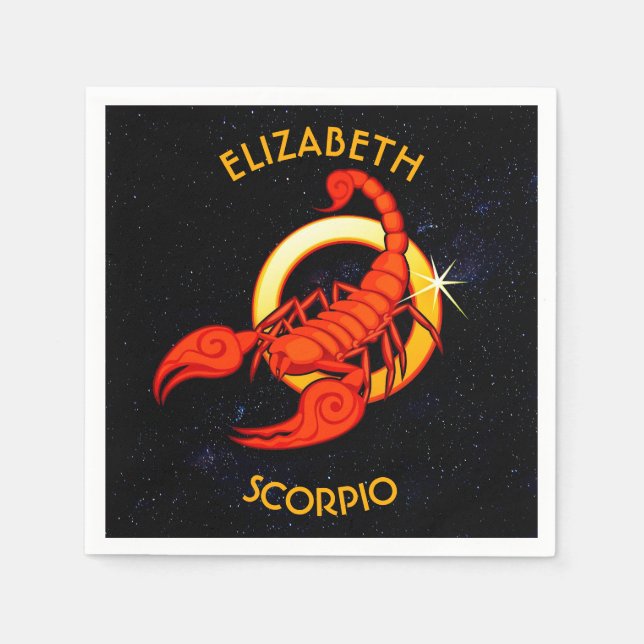 Scorpio Zodiac Birthday Sign With Your Custom Name Napkin (Front)