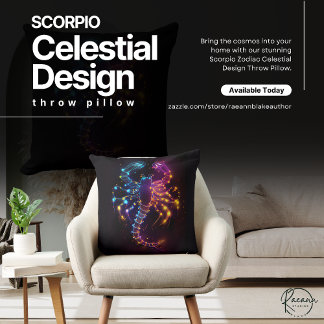 Scorpio Zodiac Celestial Design Throw Pillow