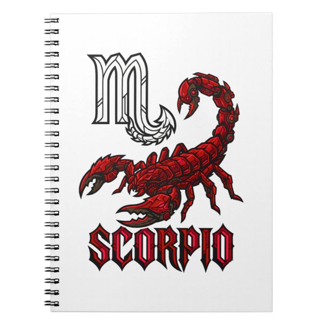 Scorpio Zodiac Chrome Glyph Crystalline Scorpion Notebook (Front)
