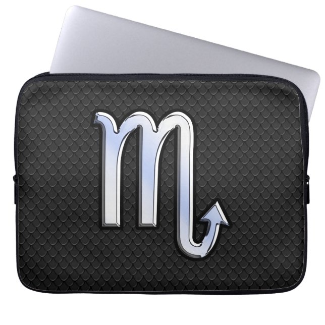 Scorpio Zodiac Chrome Like on Snake Skin Style Laptop Sleeve (Front)