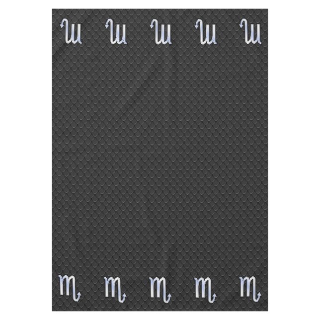 Scorpio Zodiac Chrome Like on Snake Skin Style Tablecloth (Front)