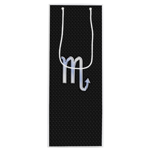 Scorpio Zodiac Chrome Like on Snake Skin Style Wine Gift Bag (Front)
