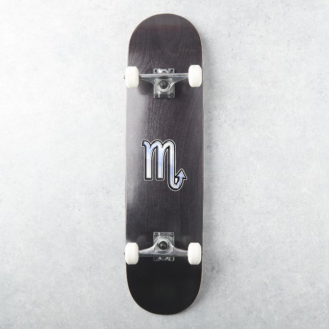 Scorpio Zodiac chrome like Sign black snake skin (Skateboard)