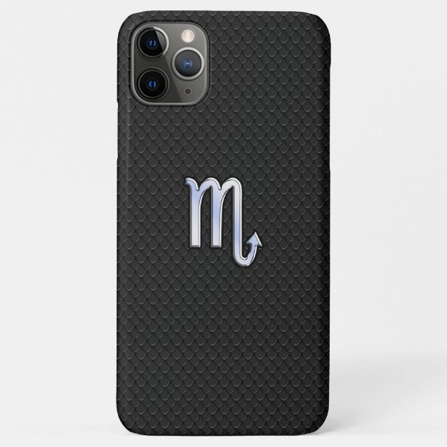 Scorpio Zodiac chrome like Sign black snake skin Case-Mate iPhone Case (Back)