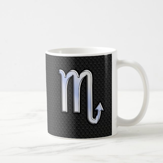 Scorpio Zodiac Chrome Like Symbol Black Snake Deco Coffee Mug (Right)