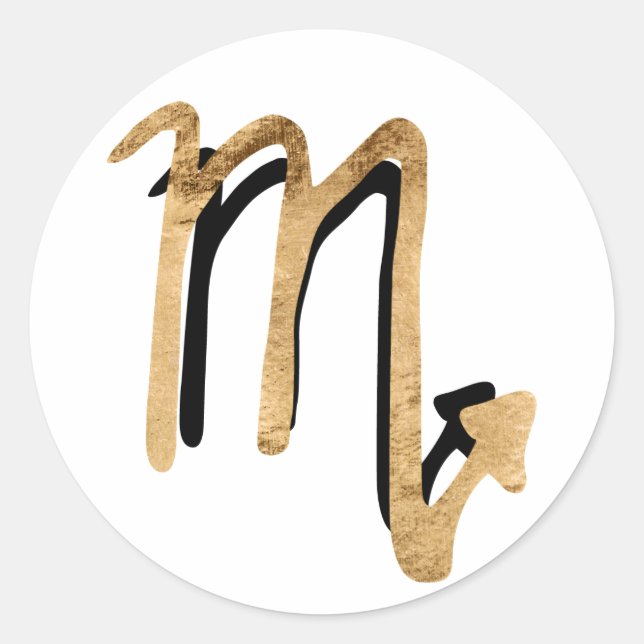 Scorpio zodiac constellation black gold symbol  classic round sticker (Front)