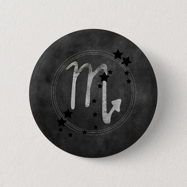 Scorpio zodiac constellation black & silver  6 cm round badge (Front)
