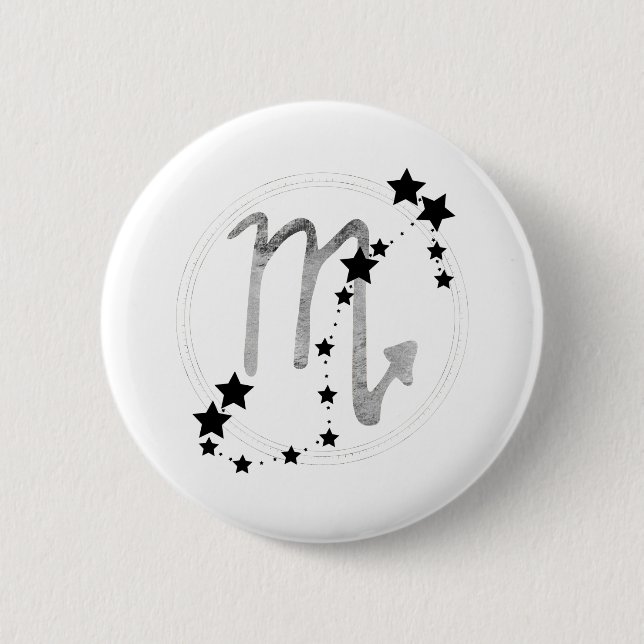 Scorpio zodiac constellation black & silver  6 cm round badge (Front)