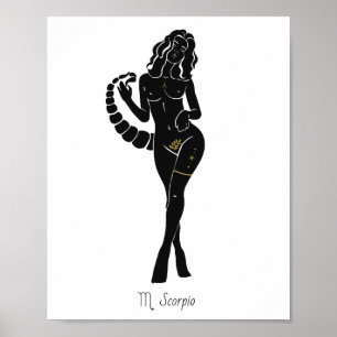 Scorpio Zodiac Goddess Celestial Scorpion Tail Art Poster