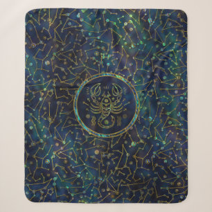Scorpio Zodiac Gold Abalone on Constellation Sherpa Blanket