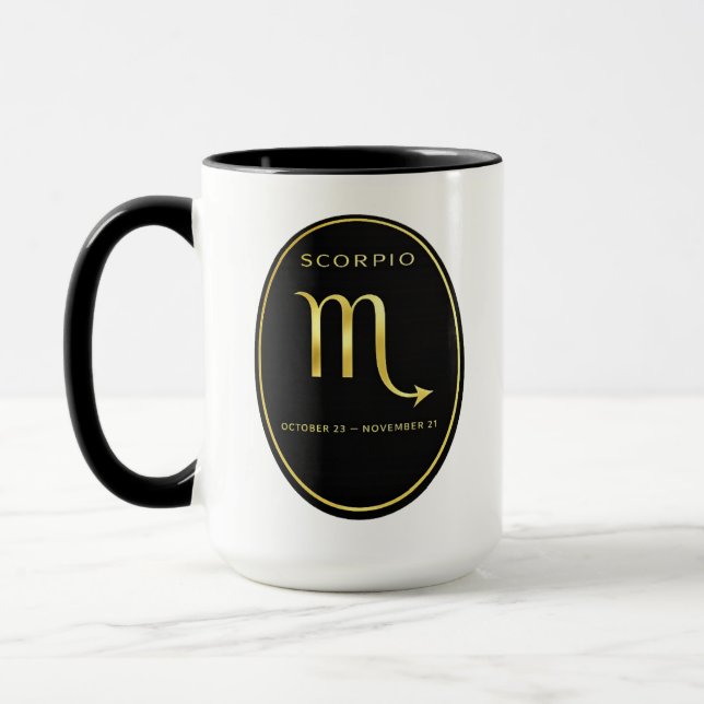Scorpio Zodiac Gold Oval Emblem Mug | Luxury Astro (Left)