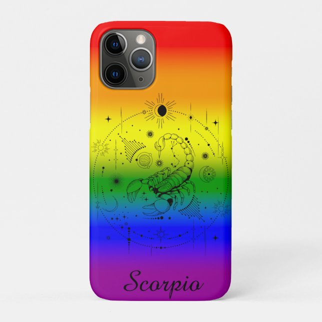 Scorpio Zodiac LGBTQ Pride Rainbow Astrology Desig Case-Mate iPhone Case (Back)