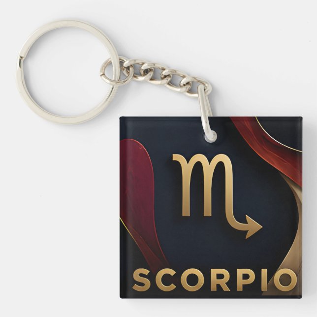Scorpio Zodiac Luxury Celestial Astrology Gift Key Ring (Front)