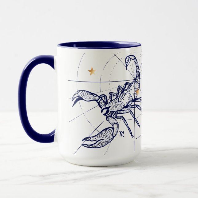 Scorpio Zodiac Navy Blue & Gold Birth Mug (Left)