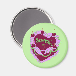Scorpio Zodiac Pastel Heart Birthday Cake Magnet
