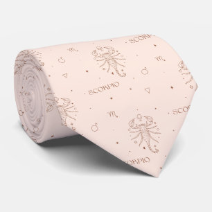 Scorpio Zodiac Pattern in Brown and Burgundy Tie