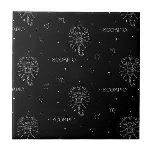 Scorpio Zodiac Pattern in White and Black Tile