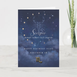 Scorpio Zodiac Personalised Birthday Card