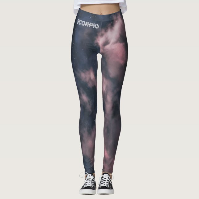 Scorpio Zodiac Pink Clouds Leggings (Front)