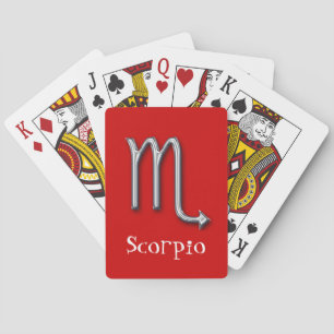 Scorpio Zodiac-Red-faux metal Playing Cards