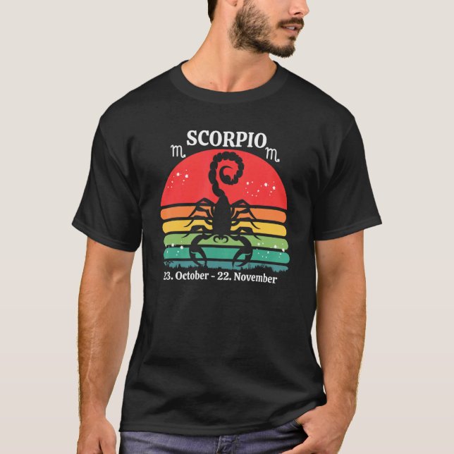 Scorpio Zodiac Retro Sunset T-Shirt (Front)