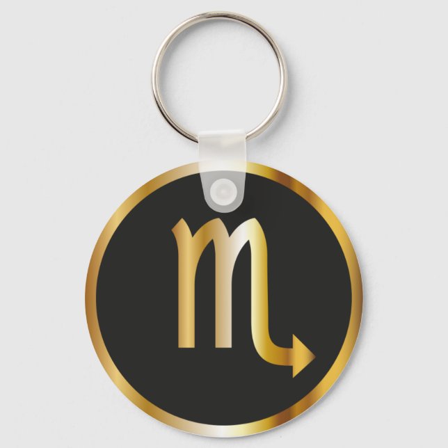 Scorpio Zodiac Sign, Black & Gold Keychain (Front)
