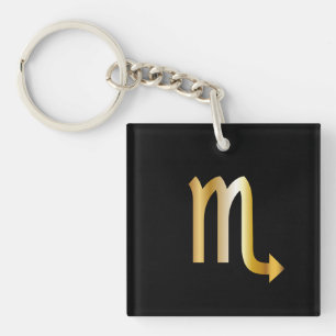 Scorpio Zodiac Sign, Black & Gold Keychain