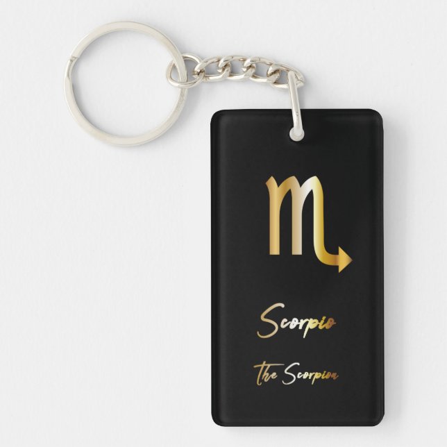 Scorpio Zodiac Sign, Black & Gold Keychain (Front)