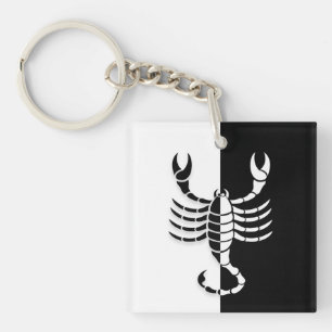 Scorpio Zodiac Sign, Black & White Keychain