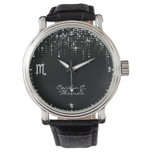 Scorpio Zodiac Sign Dripping Glitter Rain Sequins Watch