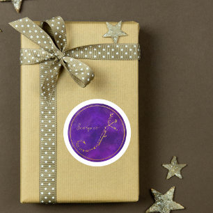 Scorpio Zodiac Sign Gold Foil Constellation Classic Round Sticker