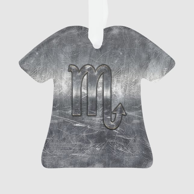 Scorpio Zodiac Sign in Distressed Steel Decor Ornament (Front)