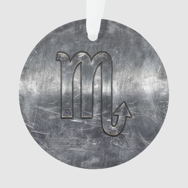 Scorpio Zodiac Sign in Distressed Steel Decor Ornament (Front)