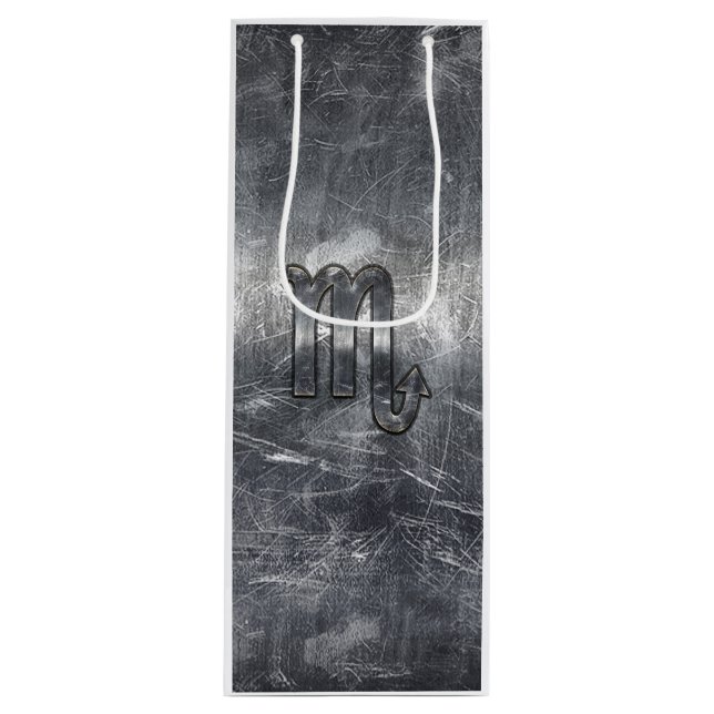 Scorpio Zodiac Sign in Grunge Distressed Style Wine Gift Bag (Front)
