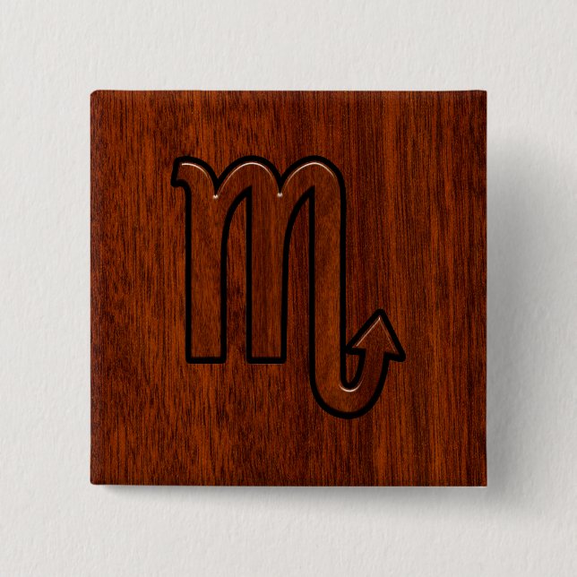 Scorpio Zodiac Sign in Mahogany Brown Style 15 Cm Square Badge (Front)