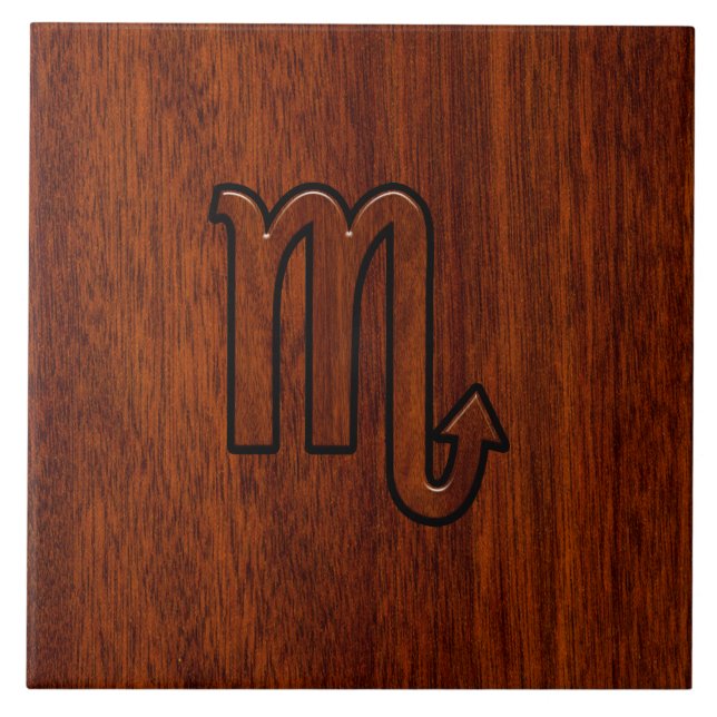 Scorpio Zodiac Sign in Mahogany Brown Style Tile (Front)