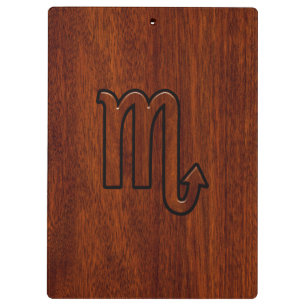 Scorpio Zodiac Sign in Mahogany Style Clipboard