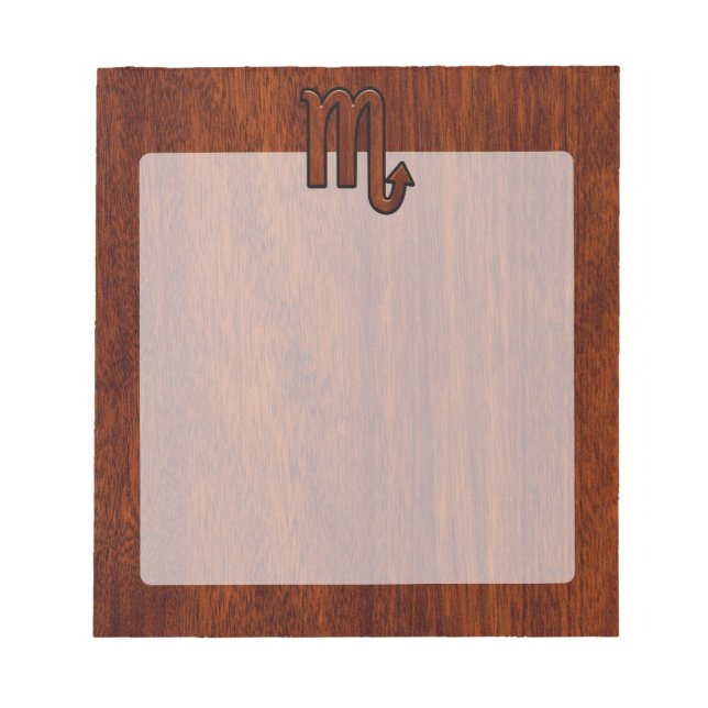 Scorpio Zodiac Sign in Mahogany Style Decor Notepad (Front)