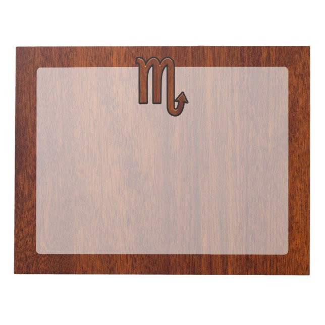 Scorpio Zodiac Sign in Mahogany Style Decor Notepad (Front)