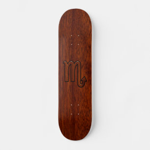 Scorpio Zodiac Sign in Mahogany Style Decor Skateboard